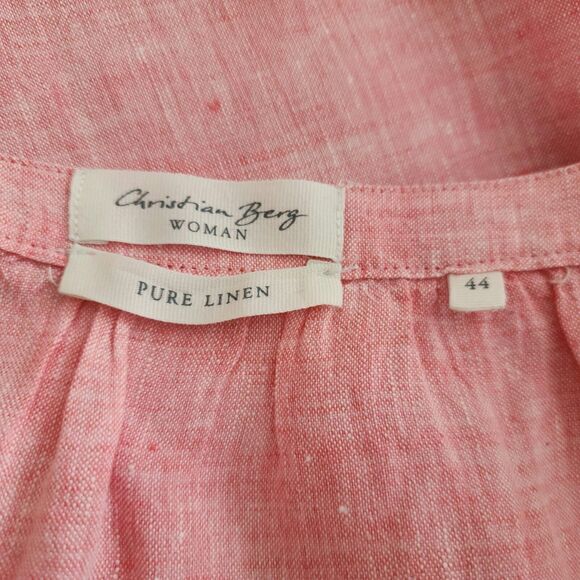 Christian Berg Womens Pure Linen 3/4 Sleeve Blouse Pink Pullover Top EU 44/US 12 - Picture 5 of 10